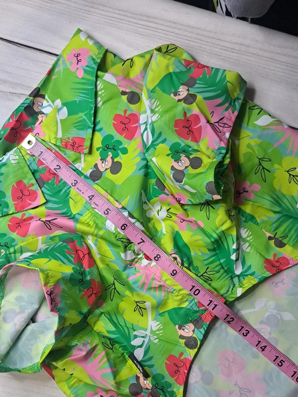 Disney Chewy Collab Green Pink Tropical Mickey Camp Shirt Size XXL